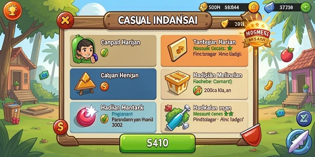 Tampilan awal permainan yang menarik dan penuh warna.